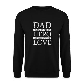 Dad hero love white - Unisex Sweatshirt - black - Front - Alina (178cm) & Michal (187cm)