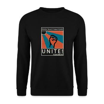 Procrastinators Unite Tomorrow Faul sein Geschenk - Unisex Pullover - Schwarz - Vorne - Alina (178cm) & Michal (187cm)