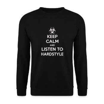 Ruhe bewahren und Hardstyle hören - Unisex Pullover - Schwarz - Vorne - Alina (178cm) & Michal (187cm)