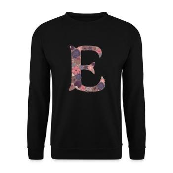Blumenbuchstabe E - Unisex Pullover - Schwarz - Vorne - Alina (178cm) & Michal (187cm)