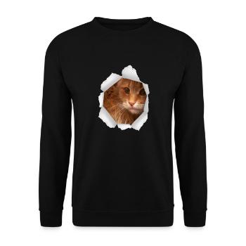Katze Loch Papier - Unisex Pullover - Schwarz - Vorne - Alina (178cm) & Michal (187cm)