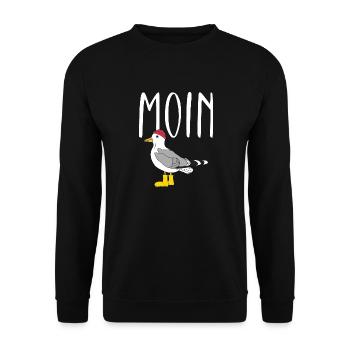 Moin Möwe Vogel See Meer - Unisex Pullover - Schwarz - Vorne - Alina (178cm) & Michal (187cm)