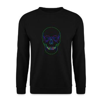 Totenkopf Outlines - Unisex Pullover - Schwarz - Vorne - Alina (178cm) & Michal (187cm)