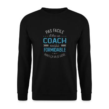COACH entraineur sportif cadeau - Sweat-shirt Unisexe - noir - Devant - Alina (178cm) & Michal (187cm)