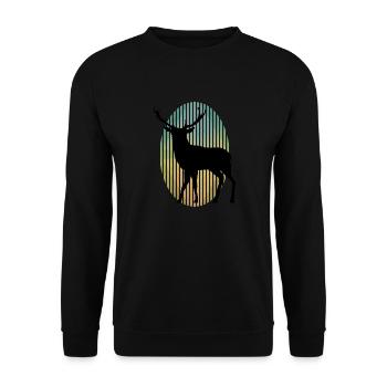 Hirsch - Unisex Pullover - Schwarz - Vorne - Alina (178cm) & Michal (187cm)