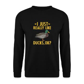 I Just Really Like Ducks OK - Unisex Sweatshirt - black - Front - Alina (178cm) & Michal (187cm)