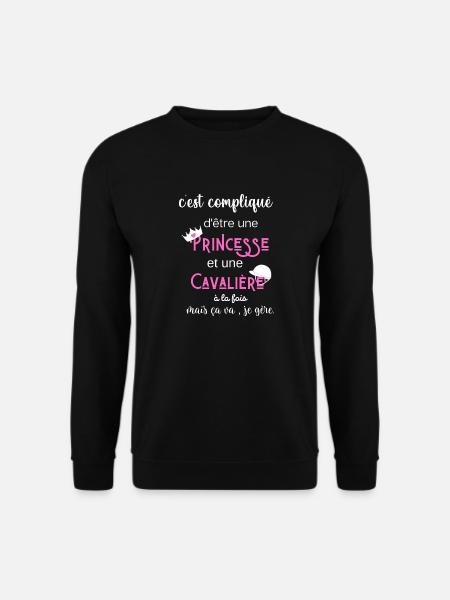 c'est compliqué princesse et cavalière humour - Sweat-shirt Unisexe - noir