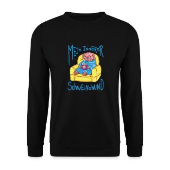 Lustiger Mein innerer Schweinehund - Unisex Pullover - Schwarz - Vorne - Alina (178cm) & Michal (187cm)