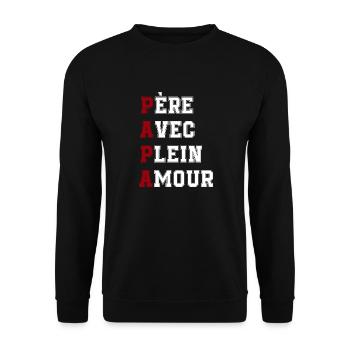 PAPA Père Avec Plein d'Amour - Sweat-shirt Unisexe - noir - Devant - Alina (178cm) & Michal (187cm)