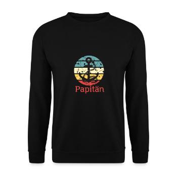 papitän - vatertag für papas weltbesten papi - - Unisex Pullover - Schwarz - Vorne - Alina (178cm) & Michal (187cm)