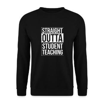 Straight outta Lehramtsstudent Straight outta Lehr - Unisex Pullover - Schwarz - Vorne - Alina (178cm) & Michal (187cm)