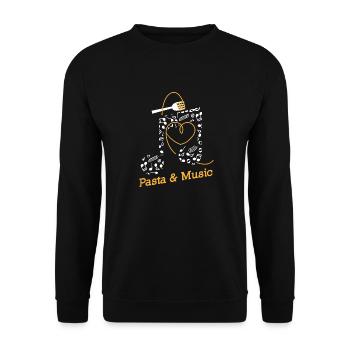 Pasta and Music Ironic Saying Spaghetti Italian - Unisex Sweatshirt - black - Front - Alina (178cm) & Michal (187cm)