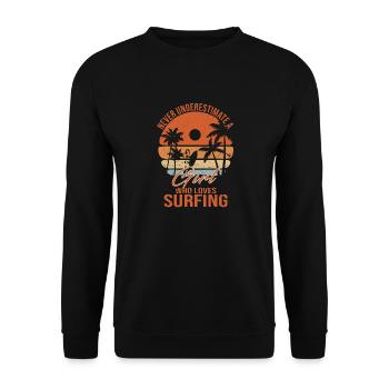 Surfeuse Retro palmier - Sweat-shirt Unisexe - noir - Devant - Alina (178cm) & Michal (187cm)