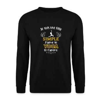 je suis une fille simple j'aime le yoga et l'apéro - Sweat-shirt Unisexe - noir - Devant - Alina (178cm) & Michal (187cm)