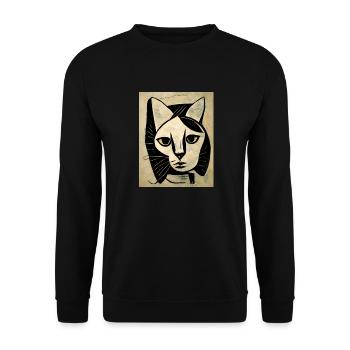 Katze abstrakt - Unisex Pullover - Schwarz - Vorne - Alina (178cm) & Michal (187cm)