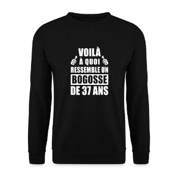 bogosse de 37 ans / anniversaire 37 ans - Sweat-shirt Unisexe - noir - Devant - Alina (178cm) & Michal (187cm)