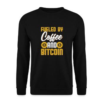 Angetrieben von Kaffee und Bitcoin - Unisex Pullover - Schwarz - Vorne - Alina (178cm) & Michal (187cm)