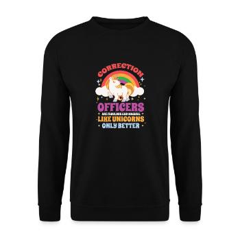 Correction Officer – Prison Officer Unicorn Prison - Unisex Pullover - Schwarz - Vorne - Alina (178cm) & Michal (187cm)