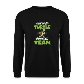 Schildkröte Awkard Turtle Running Team - Unisex Pullover - Schwarz - Vorne - Alina (178cm) & Michal (187cm)