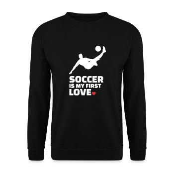 Ich Liebe Fußball Stylish Soccer Silhouette - Unisex Pullover - Schwarz - Vorne - Alina (178cm) & Michal (187cm)
