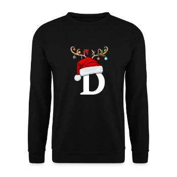 Lettre D bonnet de Noël - Sweat-shirt Unisexe - noir - Devant - Alina (178cm) & Michal (187cm)