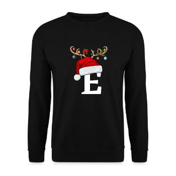 Letter E Christmas hat - Unisex Sweatshirt - black - Front - Alina (178cm) & Michal (187cm)