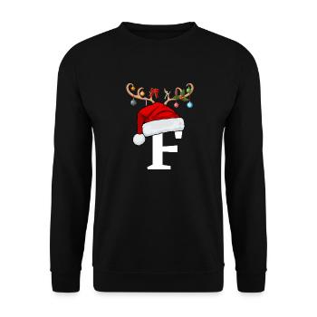 Buchstabe F Weihnachtsmütze - Unisex Pullover - Schwarz - Vorne - Alina (178cm) & Michal (187cm)