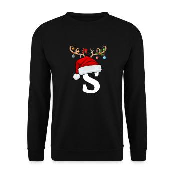 Lettre S bonnet de Noël - Sweat-shirt Unisexe - noir - Devant - Alina (178cm) & Michal (187cm)