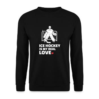 I love ice hockey - Unisex Sweatshirt - black - Front - Alina (178cm) & Michal (187cm)