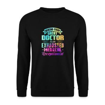 Derrière un médecin se cache un médecin épuisé - Sweat-shirt Unisexe - noir - Devant - Alina (178cm) & Michal (187cm)