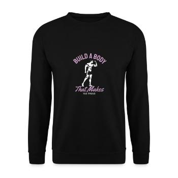 Build a Body that makes you Proud - Unisex Pullover - Schwarz - Vorne - Alina (178cm) & Michal (187cm)