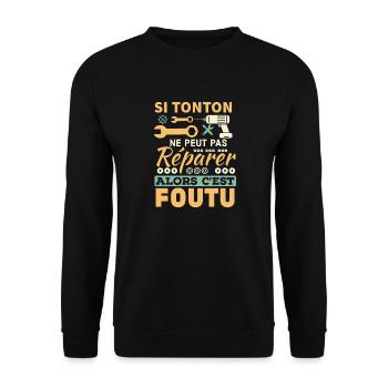 Tonton bricoleur - Sweat-shirt Unisexe - noir - Devant - Alina (178cm) & Michal (187cm)