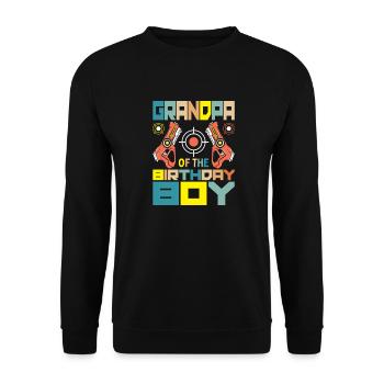 Opa Des Geburtstagskindes Passendes Lasertag Par - Unisex Pullover - Schwarz - Vorne - Alina (178cm) & Michal (187cm)