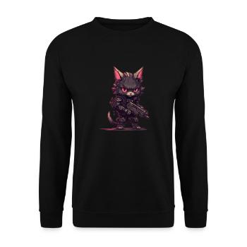 Cat Biker in the style of Post Apocalyptic - Unisex Sweatshirt - black - Front - Alina (178cm) & Michal (187cm)