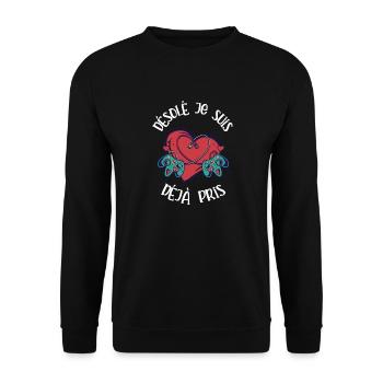 désolé je suis déjà pris - Sweat-shirt Unisexe - noir - Devant - Alina (178cm) & Michal (187cm)