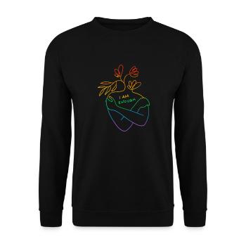 Gay Pride Parade LGBTQ+ Rainbow Flag Body Positive - Unisex Sweatshirt - black - Front - Alina (178cm) & Michal (187cm)