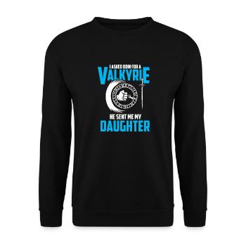 Walküre Wikinger Nord Vater Tochter Baby Valkyrie - Unisex Pullover - Schwarz - Vorne - Alina (178cm) & Michal (187cm)