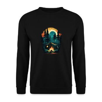 Camping - Survival Zuhause Ist Wo Mein Tarp Steht - Unisex Pullover - Schwarz - Vorne - Alina (178cm) & Michal (187cm)
