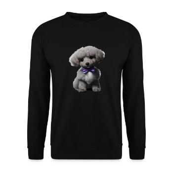 Pudelwelpe Hundehalter Pudel mit Fliege Hundewelpe - Unisex Pullover - Schwarz - Vorne - Alina (178cm) & Michal (187cm)