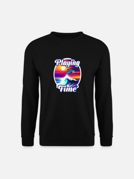 Dolphin and wave - Unisex Sweatshirt - black