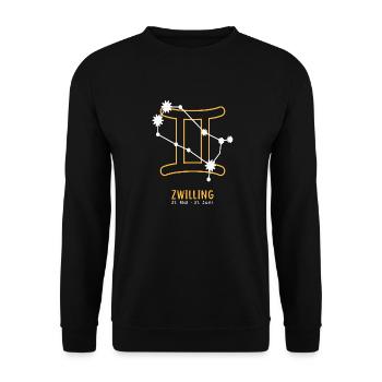 Sternzeichen Illustration Zwilling - Unisex Pullover - Schwarz - Vorne - Alina (178cm) & Michal (187cm)
