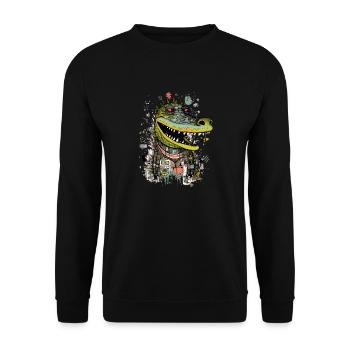 Fako the alligator - Unisex Sweatshirt - black - Front - Alina (178cm) & Michal (187cm)