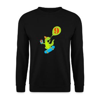 9th Birthday Cute Dinosaur - Unisex Sweatshirt - black - Front - Alina (178cm) & Michal (187cm)