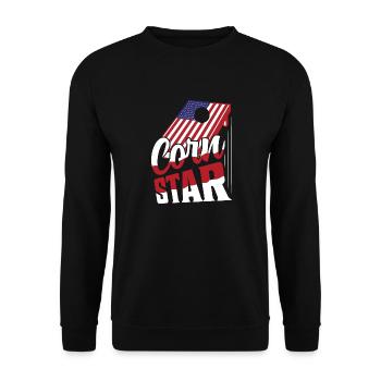 Corn Star Bean Bag Toss Cornhole - Unisex Sweatshirt - black - Front - Alina (178cm) & Michal (187cm)