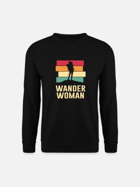 Wander Woman Wandern Retro Berg - Unisex Pullover - Schwarz