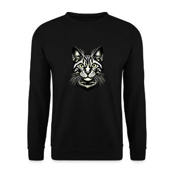 KatzengesichtKatze, Katzengesicht, Schnurren - Unisex Pullover - Schwarz - Vorne - Alina (178cm) & Michal (187cm)