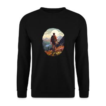 Hiking in the mountains - Unisex Sweatshirt - black - Front - Alina (178cm) & Michal (187cm)