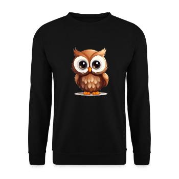 Süße Eule - Unisex Pullover - Schwarz - Vorne - Alina (178cm) & Michal (187cm)