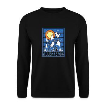 Retro Allnenhads Ski Sunset - Unisex Sweatshirt - black - Front - Alina (178cm) & Michal (187cm)