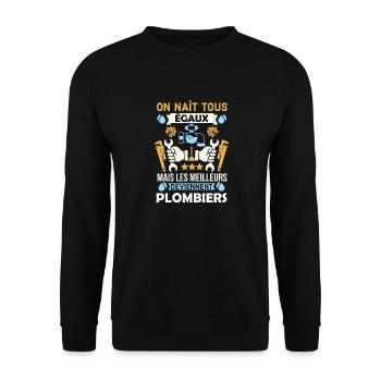 les meilleurs sont plombiers 1 - Sweat-shirt Unisexe - noir - Devant - Alina (178cm) & Michal (187cm)